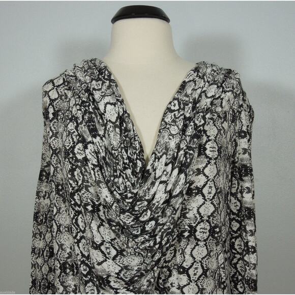 JENNIFER LOPEZ Cowl Neck Top M MEDIUM Womens Printed Cross Front - Picture 2 of 6